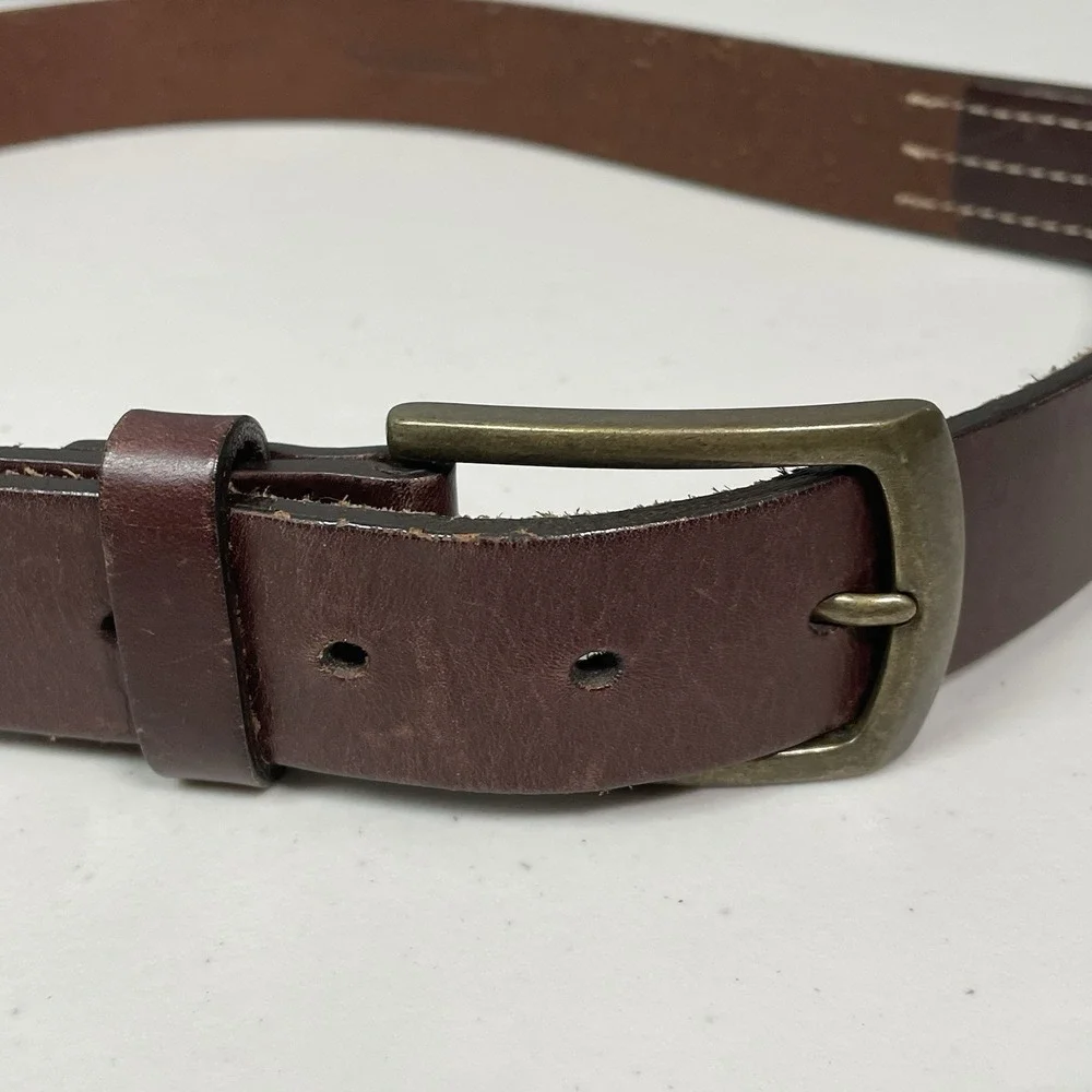 Cole Haan Mens 85/34 Chocolate Brown Genuine Leather Belt Classic Minimalist